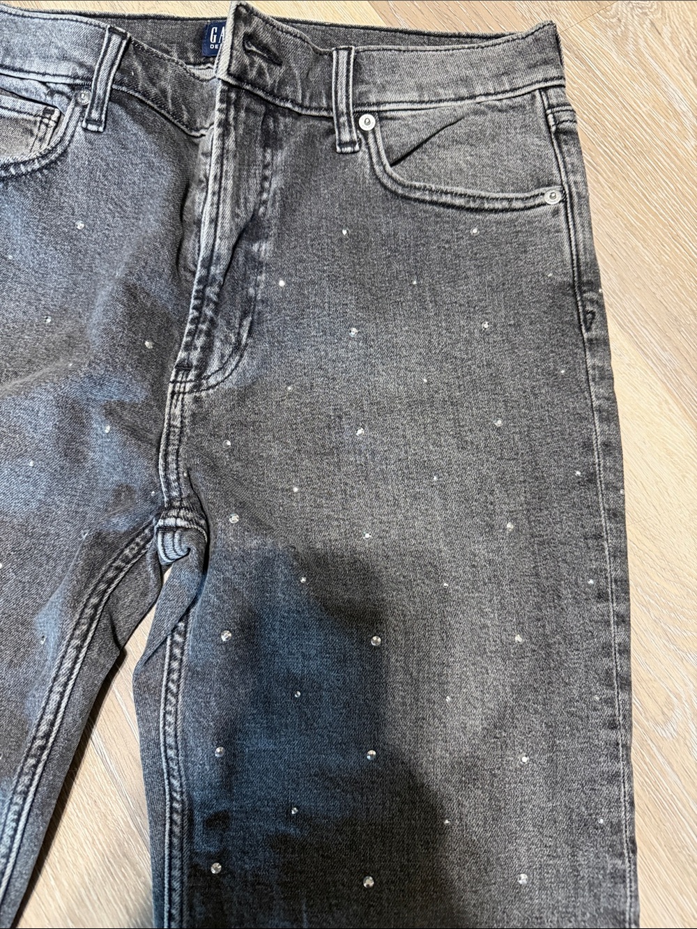 Women’s Grey Speckled Straight-Leg Jeans - Picture 3 of 4